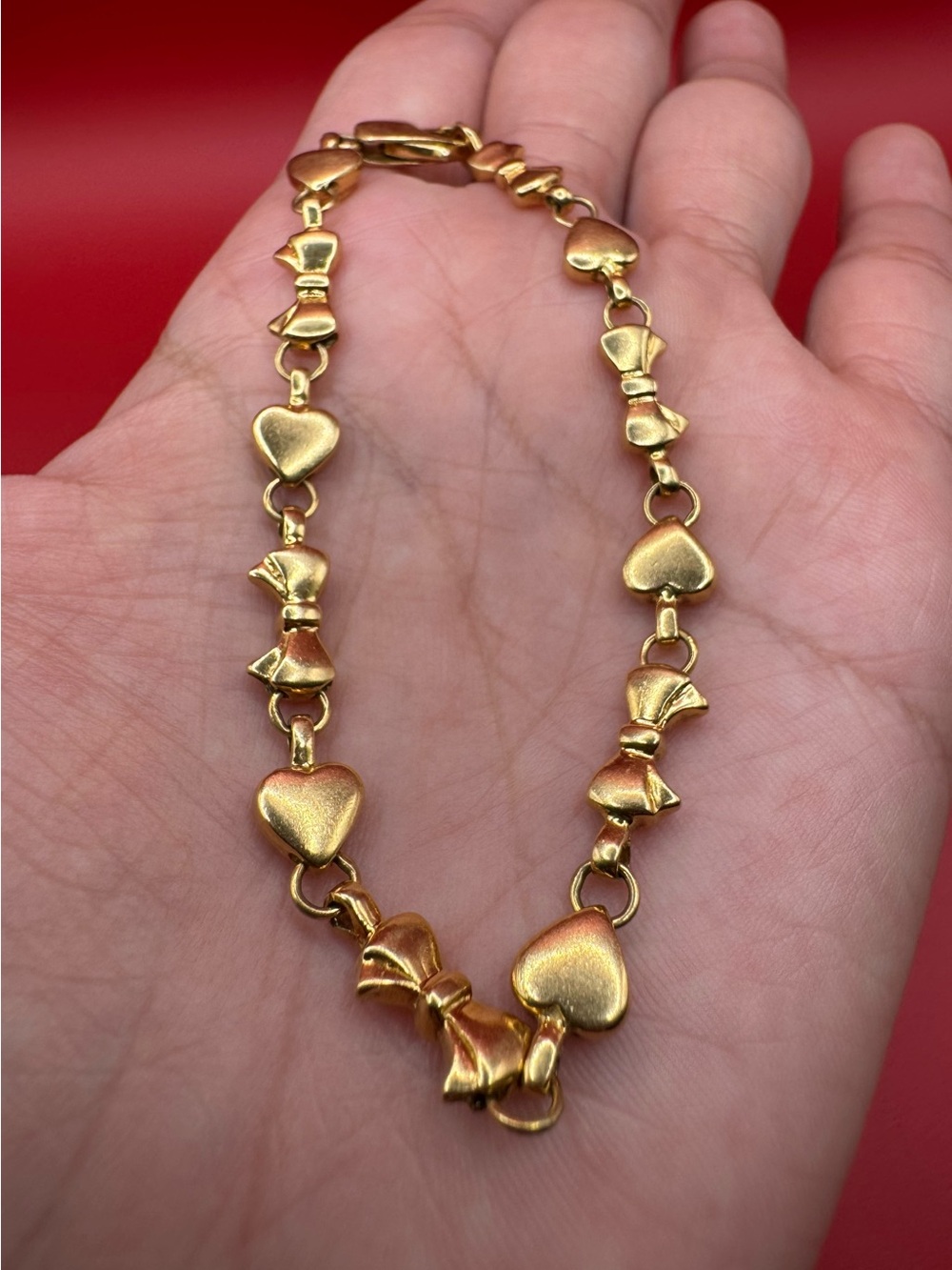 Vintage Tiffany & Co. 18k Yellow Gold Heart and Bow links Bracelet